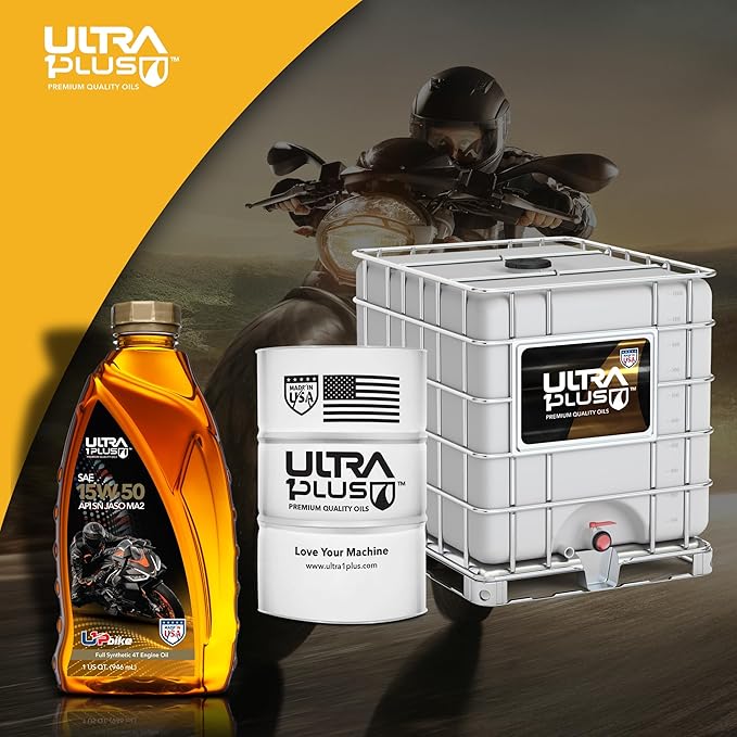ULTRA 1PLUS 4T 15W-50 Full Synthetic Motorcycle Oil API SN JASO MA2-15W50 motor oil, 12 QTS