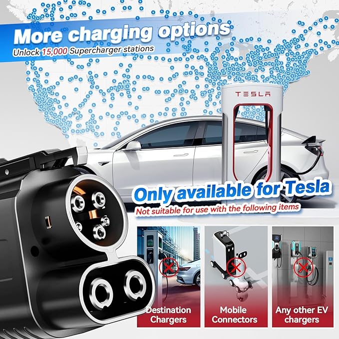 Tesla Fast Supercharger Adapter, NACS to CCS1 Charging Adapter, Max 500A 1000V for Ford, Rivian, GM,Volvo, Polestar, Electric Vehicle, Compatible with V3 V4 Tesla Station