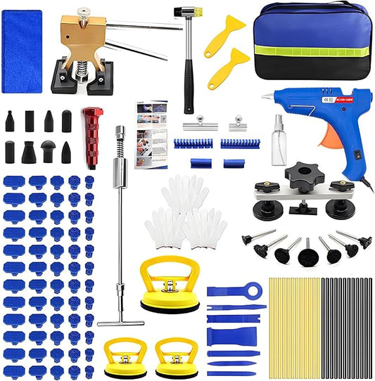 139-Piece Dent Puller Kit– Car Dent Puller Tool Set with Suction Cups & Glue Puller for Auto Body Hail Damage, Crease & Ding Removal