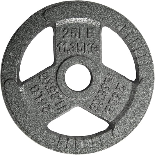 Yes4All Tri-Grip Handles Cast Iron Olympic Weight Plates, 2-Inch Weight Plates for Weight Lifting with Smooth and Durable Finish, Suitable for Strength Training Exercises (Single, Pair and Set)
