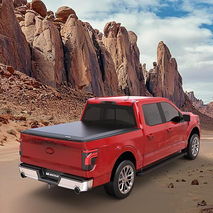 MOSTPLUS Quad 4-Fold Soft Folding Truck Bed Tonneau Cover Compatible for 2015-2025 Ford F150 F-150 Bed Fourth Fold Styleside (6.5 FT)