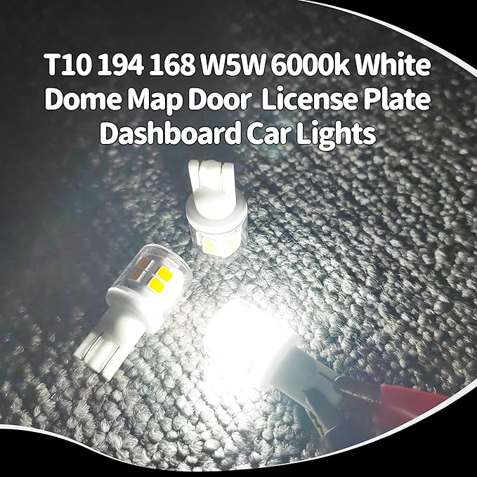 T10 194 921 922 912 906 2825 LED Bulb 6000K White 168 Replacement Bulbs for RV Tralier Interior Marine Boat Light Bulb Navigation Car Interior Dome Map Door Courtesy License Plate Lights (4pack)