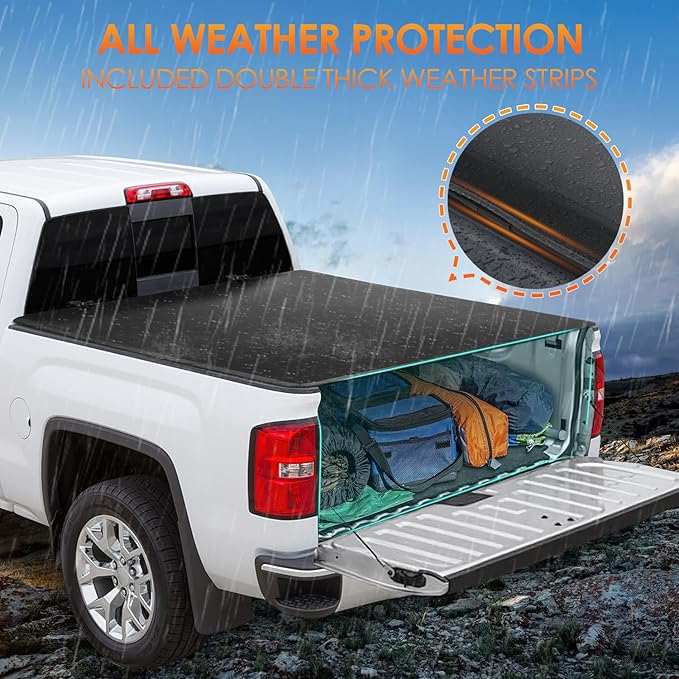 Nilight Truck Bed Tonneau Cover Soft Tri-fold Compatible with 1999-2006 Chevy Silverado/GMC Sierra 1500 2500 HD 3500 HD-6.6ft