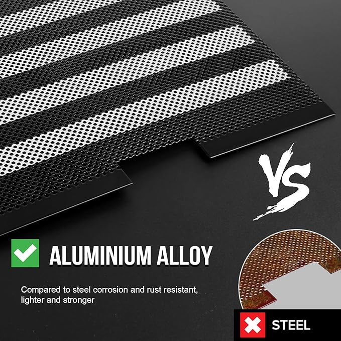 moveland Front Grill Grille Insert - Aluminum Alloy Mesh Grill Insert Screen Compatible with 2007-2018 Jeep Wrangler JK JKU (with US Flag)