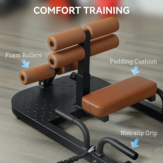 Soozier Foldable Sissy Squat Machine, Hip Thrust Machine with Push Up Stand, Multipurpose Glute Workout Equipment for Home Gym