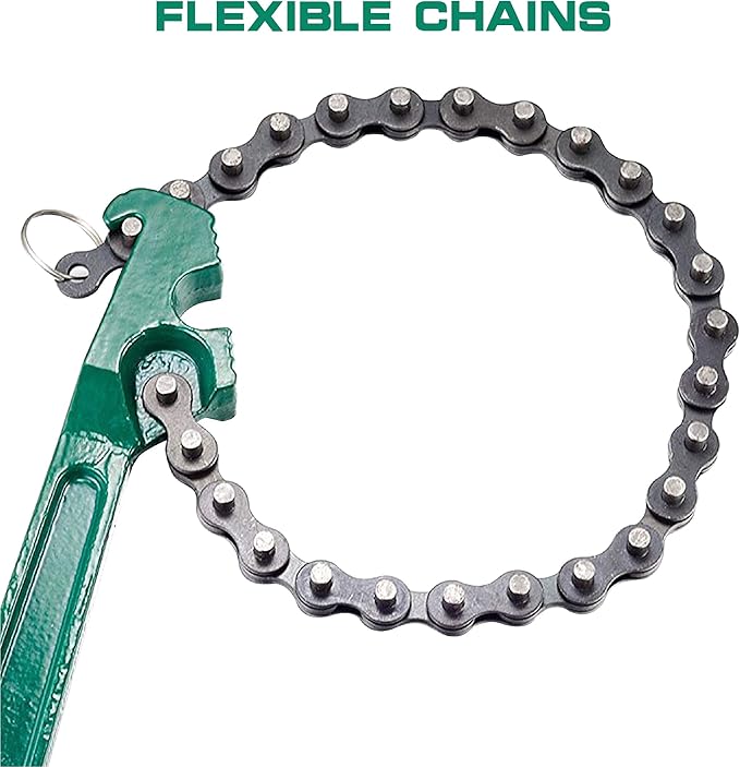 Ratcheting Chain Wrench, 16 inches Automotive Oil Fuel Filter Chain Wrench Pliers Adjustable Removal Remover Tool