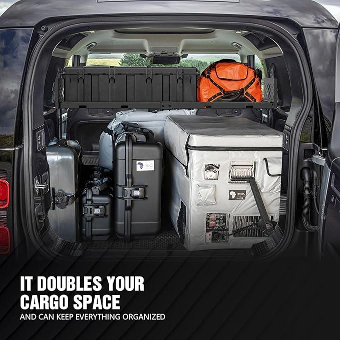 Rear Trunk Cargo Rack Basket Compatible with 2020 2021 2022 2023 2024 2025 Land Rover Defender, Interior Storage Luggage Carrier Tray Shelf Stand Organizer (Heavy Duty 350 LBS, Black)