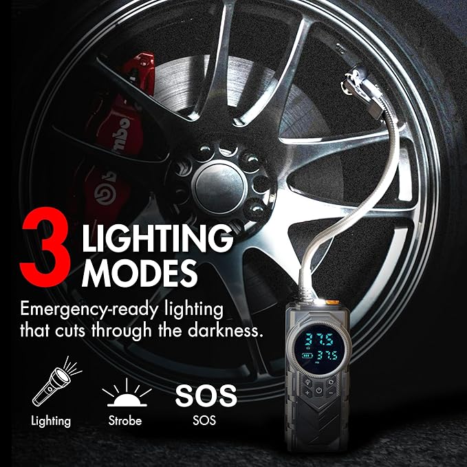 Wagan EL7603 iOnBoost V10 Air Jump Starter with Tire Inflator 1500A Peak 12V Portable Lithium Car Battery Booster with 150PSI Air Compressor LCD Pressure Display Built-in LED Light UL Certified