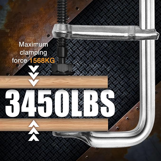 1-Pack 12-Inch Heavy-Duty F-Clamps for Welding, Woodworking & Metalworking – 3450 lbs Load Capacity,5-1/2 Inch Throat Depth, All-Steel Construction