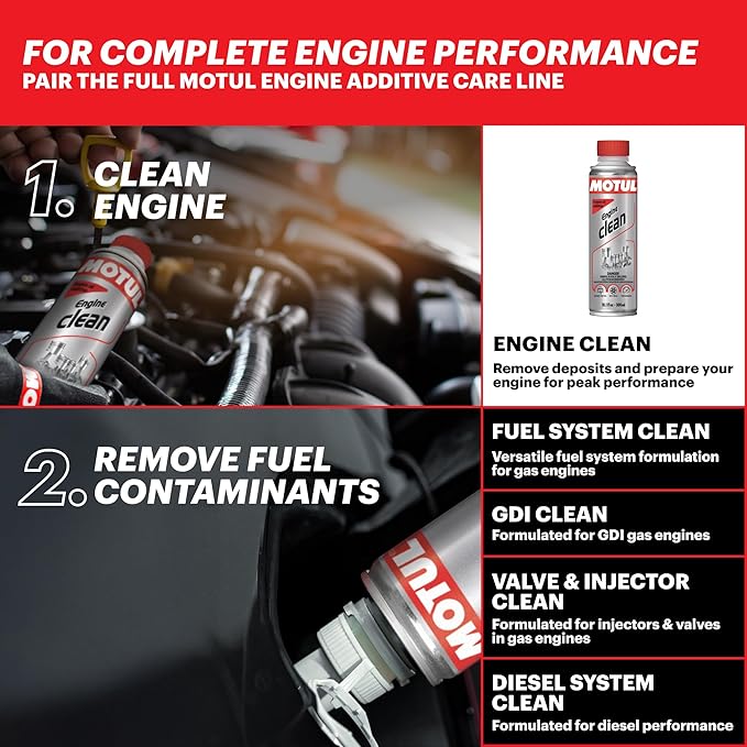 Motul Engine Clean | Oil Additive & Flush for Gasoline & Diesel Engines | Helps Remove Sludge & Improve Oil Flow | Supports Emission System Care & Engine Protection | 300ml