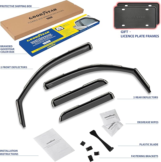 Goodyear Shatterproof in-Channel Window Deflectors for Trucks Chevrolet (Chevy) Silverado/GMC Sierra 2014-2018 Double Cab, Rain Guards, Window Visors, Vent Deflector,Truck Accessories, 4pcs- GY003417
