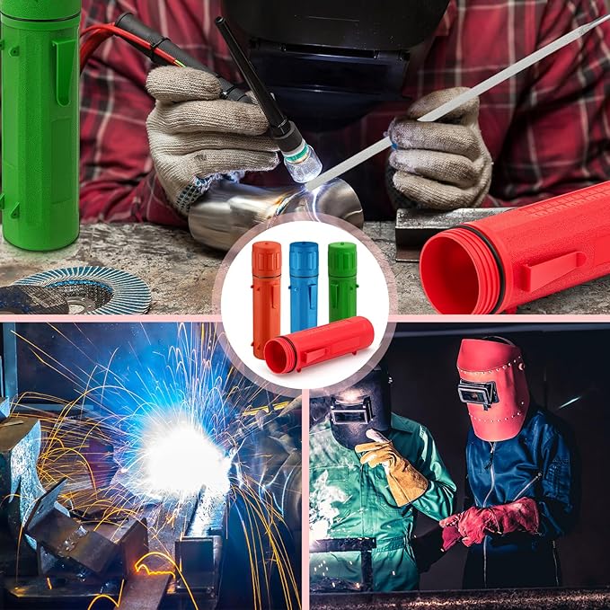 Zonon 4 Pcs Electrode Rod Storage Tube 14 Inch Airproof and Waterproof Welding Rod Holder for Canister(Red,Blue,Green Orange)
