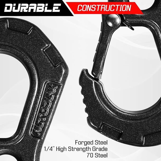 Synthetic Winch Rope - 1/4" x 50ft 10,000LBS Winch Line with Protective Sleeve, Forged Winch Hook and Rubber Stopper, Synthetic Winch Cable for 4WD ATV UTV Offroad Vehicles, Black