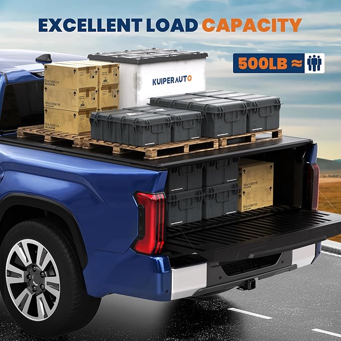 Fiberglass Tri Hard Tonneau Cover Compatible for 2000-2006 Toyota Tundra Fleetside Truck Bed Cover - 6.5 FT Bed On Top