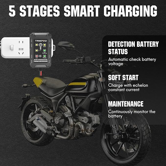 1.5-Amp Car Battery Charger,6V/12V/14.6V Automotive Battery Chargers,Battery Maintainer,Trickle Charger,Float Charger for Cars,Motorcycle,ATV,Gel,AGM,12V Lithium(LiFePO4) Deep Cycle Batteries