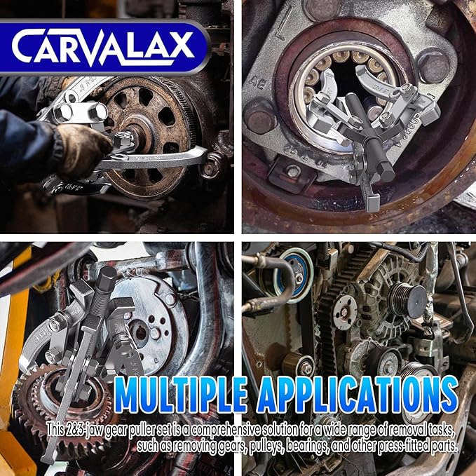 Gear Puller Set, Reversible 2 & 3-Jaw Puller Set, CR-V Steel 3" 4" 6" 8" Bearing Puller Kit (24pc) for Gear, Bearing, Pulley and Flywheel, Puller Tool with Black Carry Box