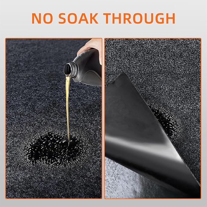 6.6 x 8.5 Ft Oil Spill Mat, Garage Floor Mats for Under Car, LMRSTOO Waterproof Backing Absorbent Mat Protects Floors, Garage Absorb Oil Quickly, Reusable, Washable, Durable（PE）