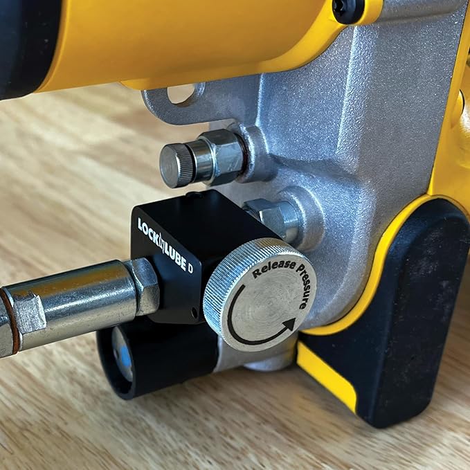 LockNLube Pressure Return Valve for Use with Cordless Grease Guns. No More Pressure Locks! Returns Grease to The Tube. Releases Hose backpressure.
