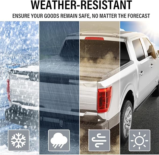 Hard Low Profile Quad-Fold Aluminum Truck Bed Tonneau Cover Compatible with 2015-2026 Ford F150 | F150 Lightning 5' 5" Bed (66")