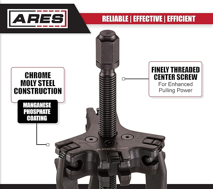 ARES 70434 - Reversible 2/3 Jaw 5-Ton Ratcheting Gear Puller - Chrome Moly Steel Construction - 4-Inch to 5-Inch Adjustable Range - Removes Gears, Pulleys, and Flywheels