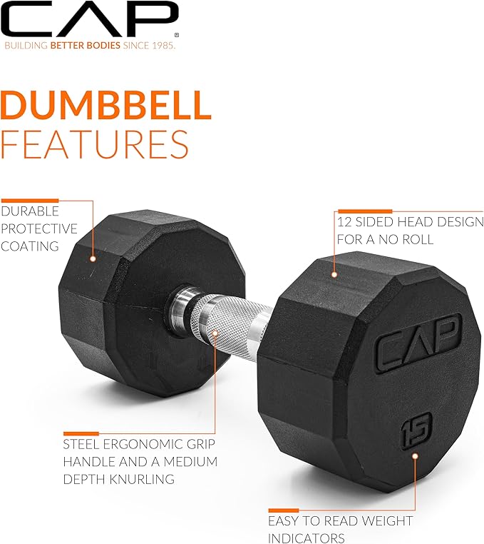 CAP Barbell Coated Dumbbell Weight | Multiple Options Pairs & Sets