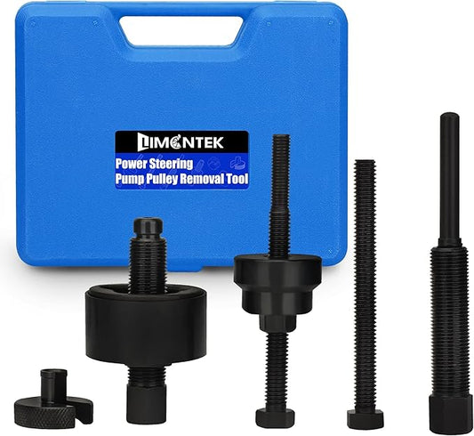 Power Steering Pulley Puller Installer Tool Set, Power Steering Pump Pulley Removal Tool Compatible with Ford, GM, VW and Chrysler Vehicles