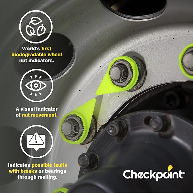 Checkpoint Wheel Nut Indicator 21 mm Yellow – Visual Indicator for Fleets, Industrial Trucks, Agricultural Vehicles, and Goods Transporters – Lug Nut Arrows Yellow 21 mm (Bag of 100 Pcs)