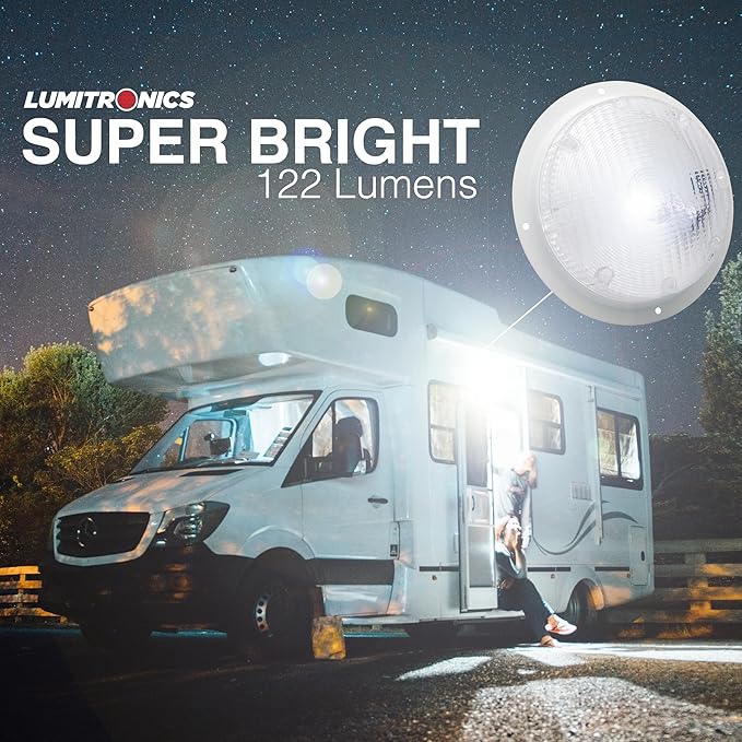 Lumitronics RV Trailer Camper 5th Wheel LED Round Surface Mount Scare Light, Mounting Gasket Included (White)