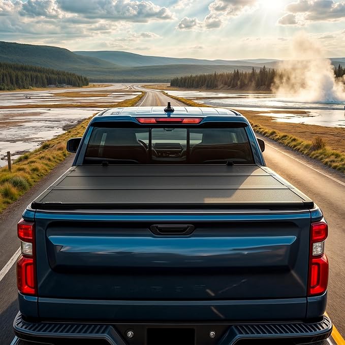 AUTOSAVER88 FRP Hard Tri-fold Truck Bed Tonneau Cover Fit for Ford F-150 F150 2004-2014 5.5ft Bed (Excl. Raptor Series)