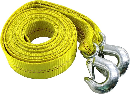 HFS(R) Heavy-Duty Tow Strap with Hooks | 10,000-Pound Capacity | Woven Polyester Webbing |HD Truck Recovery, ATV Towing, and Vehicle Rescue |Tow Rope for Versatile Applications 2 Inch X 20 Ft