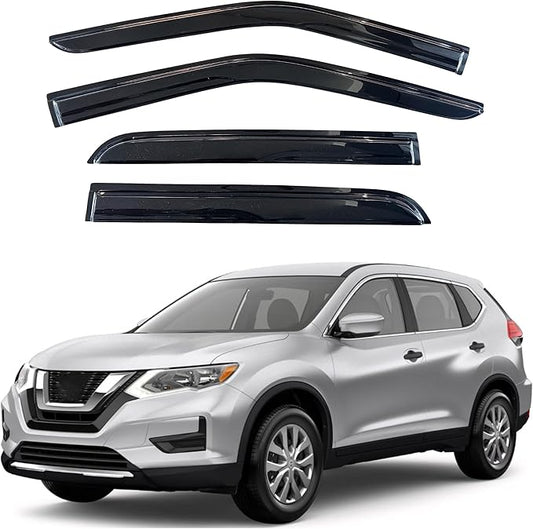 KPY Window Visor Compatible with Nissan Rogue 2014-2020 (Excludes Sport Model), 4PC Rain Guard Side Window Vent Deflectors Tape-On Mugen Style, 2014 2015 2016 2017 2018 2019 2020