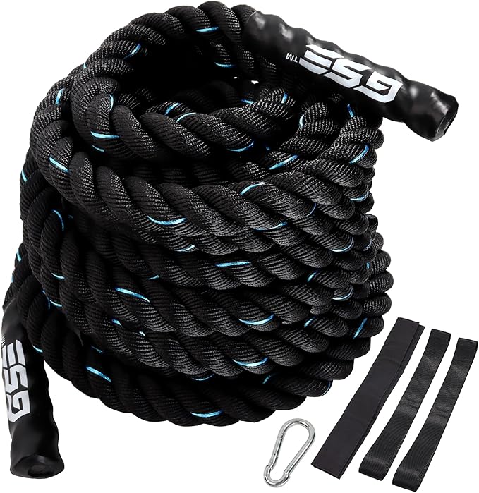 GSE Games & Sports Expert Gym Battle Rope, Heavy-Duty Workout Ropes for Indoor & Outdoor Workout, Exercise Rope for Strength Training - 30,40,50 Feet Lengths Available