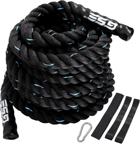 GSE Games & Sports Expert Gym Battle Rope, Heavy-Duty Workout Ropes for Indoor & Outdoor Workout, Exercise Rope for Strength Training - 30,40,50 Feet Lengths Available