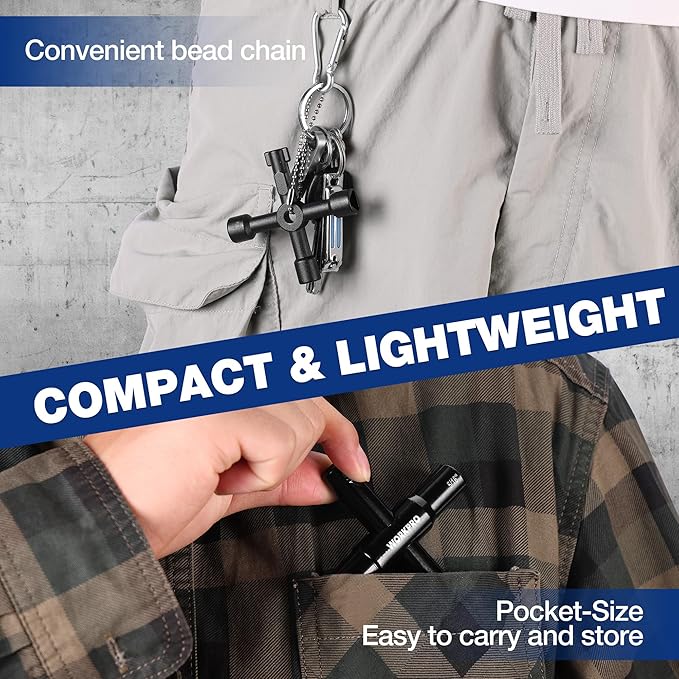 WORKPRO 2PC 4 Way Water Key Wrench, 40Cr Universal Utility Sillcock Key and Multifunctional Heavy-Duty Water Valve Key Tool for Faucet, Spigot, Electric Meter & Cabinet, 1/4", 9/32", 5/16", 11/32"