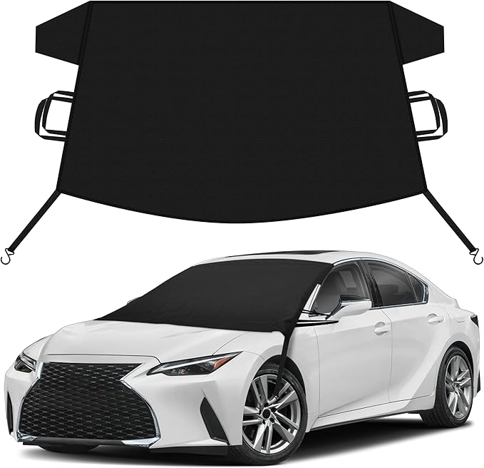 EcoNour Car Snow Cover Compatible for Lexus IS300 | Windshield Cover for Ice and Snow with S-Hook Straps | Heavy-Duty 600D Oxford Winter Car Cover, Waterproof & Anti-Slip