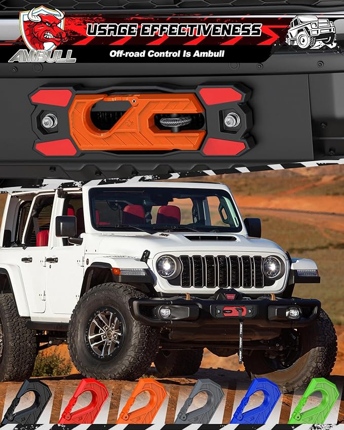 Winch Fairlead with Tow Hook, Aluminum Hawse Fairlead with Grade 80 Forged Steel Winch Hook, 33000lb Break Strength Winch Fairlead Hook Set for Off-Road Vehicle Recovery, BlackOrange