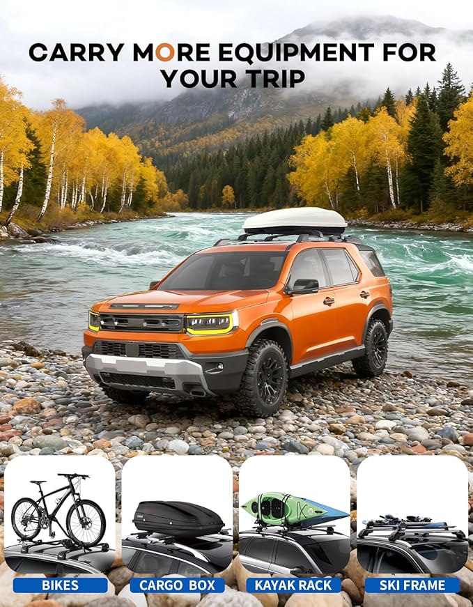 300lbs Lockable Roof Rack Cross Bars Compatible with 2026 Honda Passport, Heavy Duty Aluminum Roof Rails Crossbars Cargo Canoe Black Rooftop Cargo Carrier.