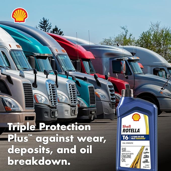 Shell Rotella T6 Full Synthetic 5W-40 Motor Oil, 1 Quart (6 Pack)