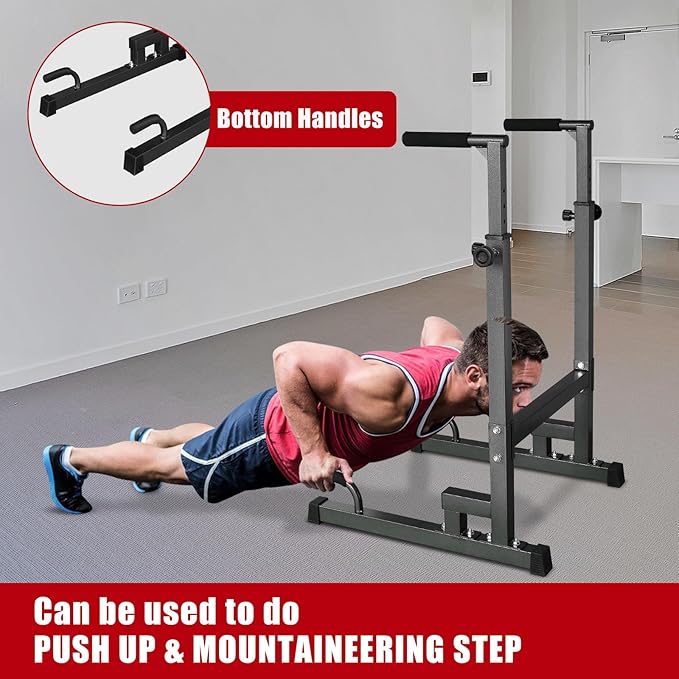 Dip Stand, Pull Up Bar Station, Power Tower, Heavy Duty Parallel Bar for Tricep Dips, Pull-Ups, Push-Ups, L-Sits