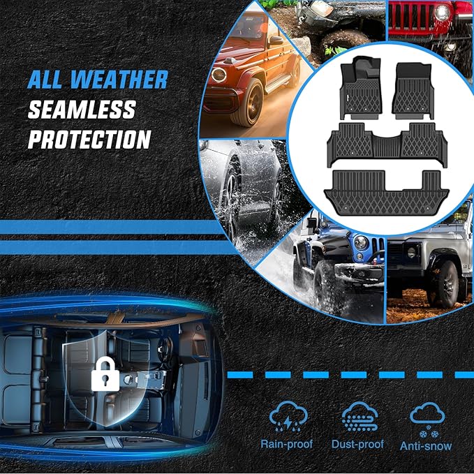 Nilight TPE Floor Mats for Nissan Armada 8 Seats/Infiniti QX80 2025 2026 All Weather Custom Fit Heavy Duty Floor Liners