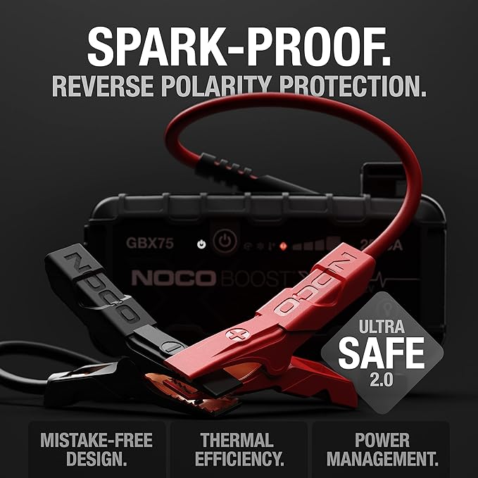 NOCO Boost X GBX75: 2500A UltraSafe Jump Starter – 12V Lithium Battery Booster Pack, Portable Jump Box, Power Bank & Jumper Cables - for 6.5L Gas and 4.0L Diesel Engines
