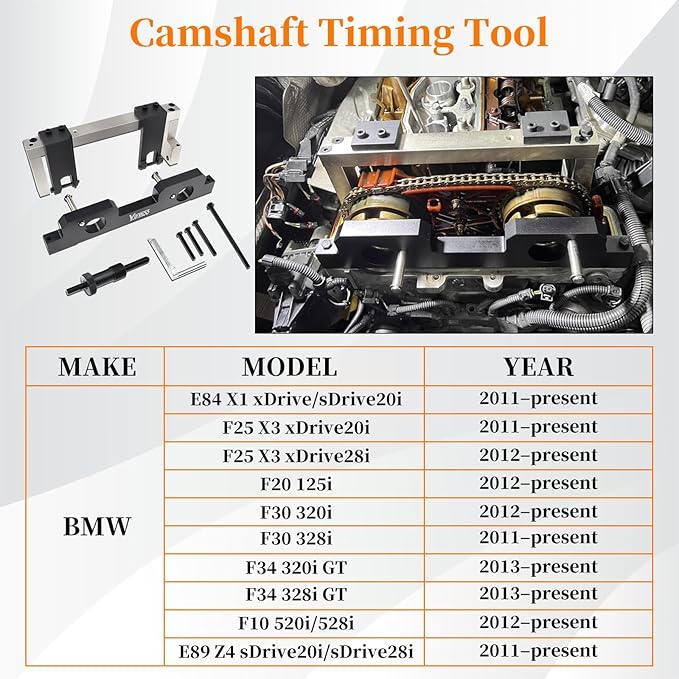 Camshaft Alignment Timing Tool Kit, Compatible with BMW N20 N26 Engine, with Flywheel Holder Tool & Balance Shaft Tool & Fuel Injector Install Removal Tool, with Gloves