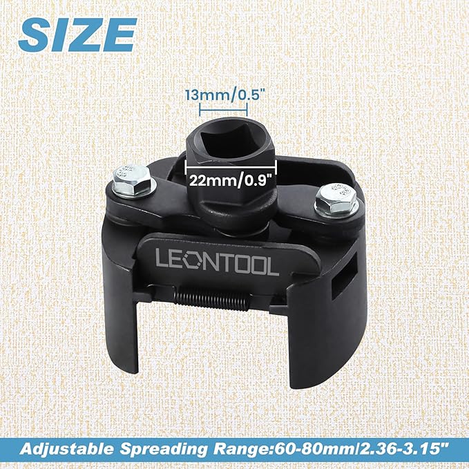 Adjustable 2 Jaw Oil Filter Wrench 60mm-80mm (2-3/8 to 3-1/8 inch), Heavy Duty Universal Oil Filter Cap Socket Wrench for BMW, Audi