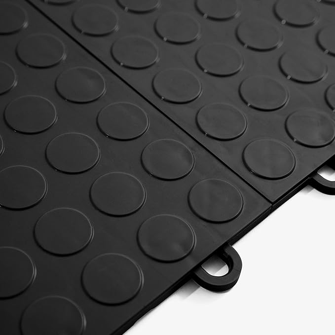 FlooringInc's Nitro 12"x12" Snap-Together Garage Floor Tiles, Non-Slip Interlocking Plastic Floor Mat, Midnight Black, 1 Tile, 1 Sq/Ft