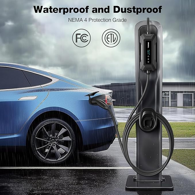 Level 2 EV Charger for Tesla, Portable/Mobile NACS Charger (32Amp, 240V, 7.68kW, NEMA 14-50 Plug), ETL Certified Electric Vehicle Charging Station with 25ft Cable Compatible with Tesla Model X/Y/3/S