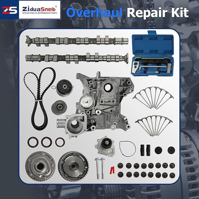 1.8 2Pcs Intake&Exhaust Camshaft Timing Belt Kit w/VVT Gear Timing Tool Kit Water Pump Oil Pump Valves Fit For Chevrolet Cruze Sonic Cruze Limited 1.8L L4 2011-2018 55571921 55571923 TCK338