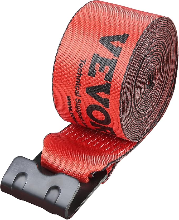 VEVOR Truck Straps, 4" x30' Heavy Duty Tie Down w/Flat Hooks 18,000lbs Break Strength, WLL# 6000lbs, Cargo Straps tie Down for Flatbeds, Trucks, Trailers, Farms, Rescues, Tree Saver, Red(10 Pack)