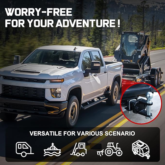 Trailer Hitch Ball Mount with 2" Trailer Ball, Universal Fits 2" Receiver of Trucks SUV Car Van ATV, 8000 LBS GTW, Heavy Duty Carbon Steel Truck Hitch, Multi Scenario Use Tow Hitch