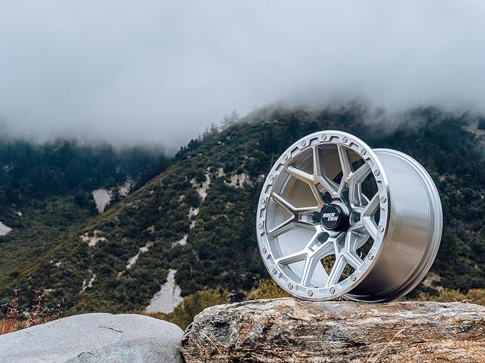 RockTrix RT107 17 inch Wheel Compatible with Chevrolet Colorado Silverado 1500 6x5.5" (6x139.7) Bolt Pattern, 17x9 (-12 Offset, 4.5 Backspace) Also Fits GMC Canyon Sierra 1500, Silver