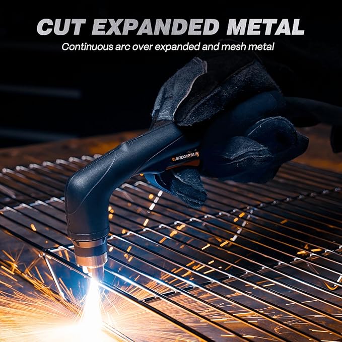 ARCCAPTAIN 55Amp Plasma Cutter, Blowback Non-HF Pilot Arc Plasma Cutting Machine, Large LED Display IGBT Inverter 110/220V Dual Voltage, 3/5" Clean Cut, Mesh Cutting, Rust Removal, PA PT Adjustable